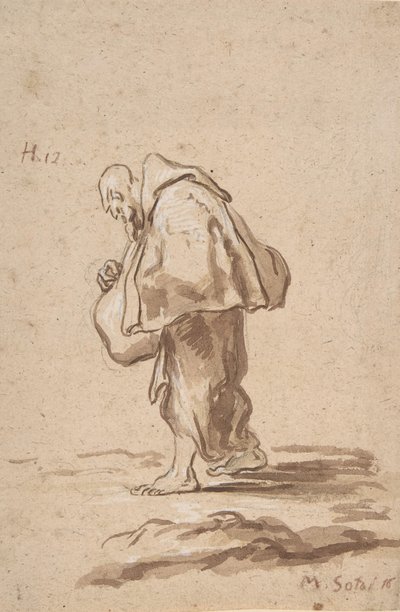 Frate pellegrino in piedi da Alessandro Magnasco