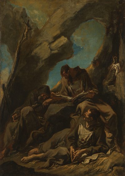 Tre monaci camaldolesi in preghiera meditativa da Alessandro Magnasco