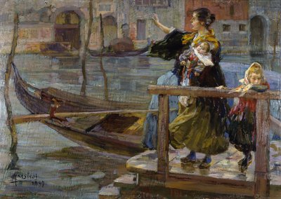 Madre con due bambini da Alessandro Milesi