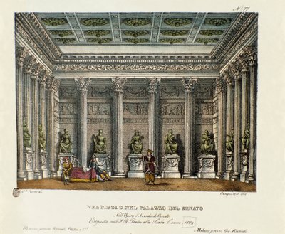 Il vestibolo del Palazzo del Senato (Atto I) Scenografia per la rappresentazione al Teatro alla Scala di Milano nel 1829 dell