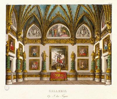 Vista della galleria decorata di dipinti - Scenografia per l