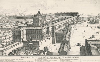 Palazzo del Papa sul colle Quirinale, noto anche come Monte Cavallo, disegno e incisione di Alessandro Specchi (1668-1729), Italia da Alessandro Specchi
