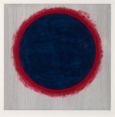 Cerchio blu su rosso, 2022 da Alex Dunn