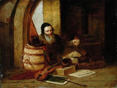 Un violinista ebreo a riposo, 1871 da Alexander Antonovich Rizzoni