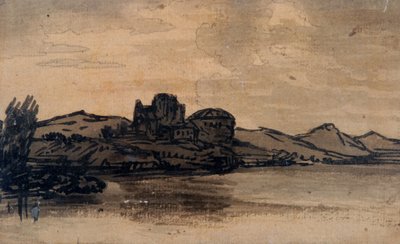 Paesaggio italiano con edificio a cupola da Alexander Cozens