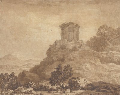 Paesaggio con un tempio in rovina, c.1756 da Alexander Cozens
