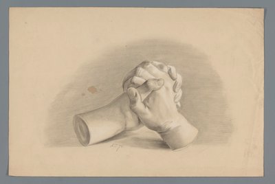 Modello in gesso di due mani giunte da Alexander Cranendoncq