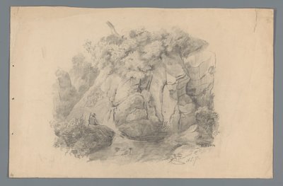 Paesaggio con uomo seduto vicino a una cascata da Alexander Cranendoncq