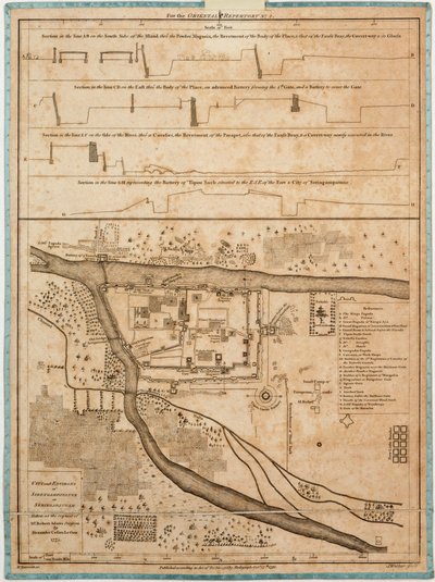 Città e dintorni di Sirengampatanne o Seringapatnam presa su richiesta del signor Robert Adams chirurgo da Alexander Cesars LeGou 1775 da Alexander Dalrymple