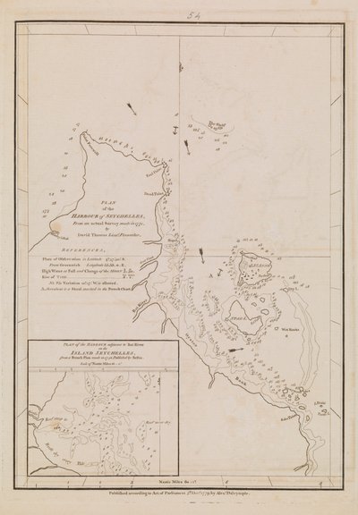 Piano del porto delle Seychelles, fine XVIII - inizio XIX secolo da Alexander Dalrymple