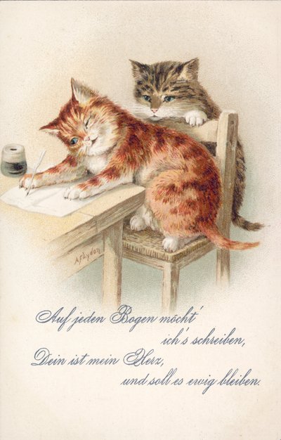 Cartolina umoristica con gatto da Alexander Francis (after) Lydon