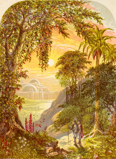 Cristiano e Speranzoso nella terra di Beulah, da Il progresso del pellegrino di John Bunyan, pubblicato c.1880 da Alexander Francis Lydon