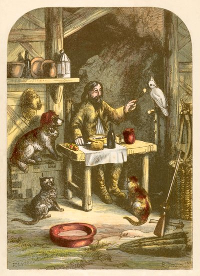 Robinson Crusoe a cena con la sua piccola famiglia da Alexander Francis Lydon