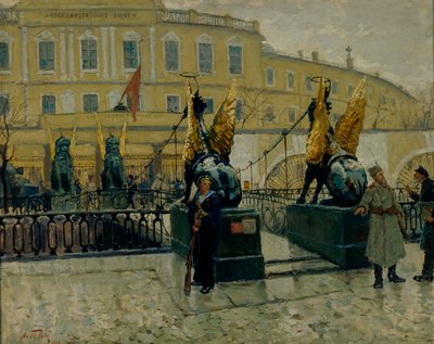 Marinai rivoluzionari che sorvegliano la Banca di Stato di Pietrogrado da Alexander Fyodorovich Bely