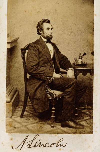 Fotografia firmata di Abraham Lincoln da Alexander Gardner