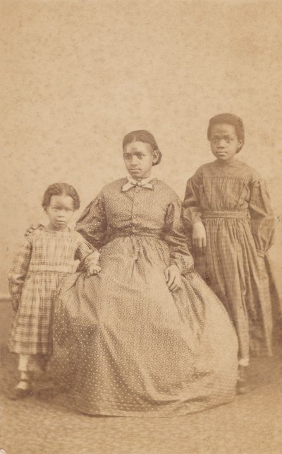 Carte-de-visite di una giovane donna e due bambini, 1864 - 1866 da Alexander Gardner