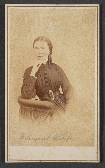 Ritratto carte-de-visite di Margaret Alsop, ca. 1865 da Alexander Gardner