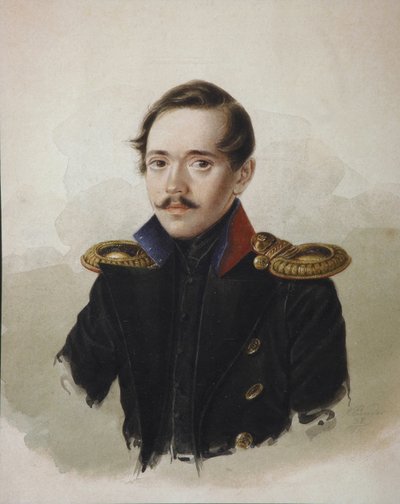 Ritratto del poeta Mikhail Lermontov 1814-1841, 1839 da Alexander Ivanovich Klünder