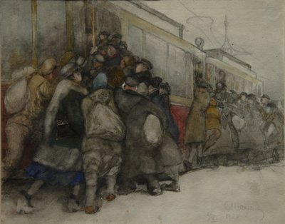 Vicino al tram, 1920 da Alexander Ivanovich Vakhrameyev
