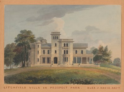 Grace Hill per Edwin C. Litchfield, Brooklyn, New York, facciata principale da Alexander Jackson Davis