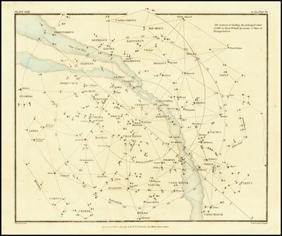 1822 - Alexander Jamieson - Il modo di trovare le principali stelle visibili in Gran Bretagna attraverso le linee o la Triangolazione da Alexander Jamieson