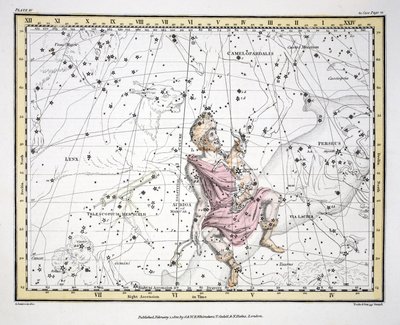 Le Costellazioni (Tavola IV) Auriga, Camelopardalis, Telescopium Herschelli, da 