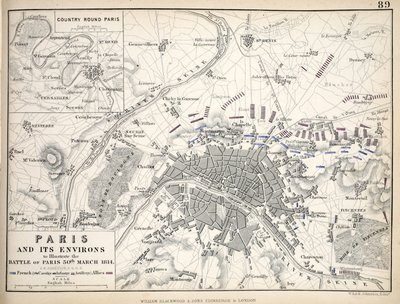 Mappa di Parigi e dei suoi dintorni, pubblicata da William Blackwood and Sons, Edimburgo e Londra da Alexander Keith Johnston