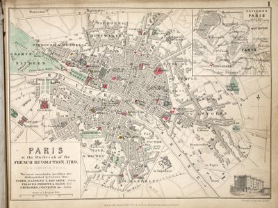Mappa di Parigi allo scoppio della Rivoluzione Francese, 1789, pubblicata da William Blackwood and Sons, Edimburgo e Londra, 1848 da Alexander Keith Johnston