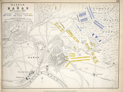 Mappa della Battaglia di Hanau, pubblicata da William Blackwood and Sons, Edimburgo e Londra, 1848 da Alexander Keith Johnston