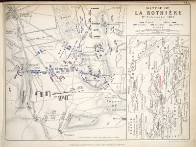 Mappa della battaglia di La Rothiere, pubblicata da William Blackwood and Sons, Edimburgo e Londra, 1848 da Alexander Keith Johnston