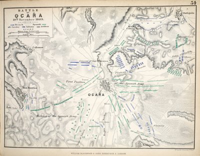 Mappa della battaglia di Ocana, pubblicata da William Blackwood and Sons, Edimburgo e Londra, 1848 da Alexander Keith Johnston