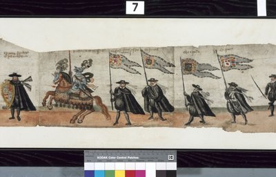 Dettaglio dal Corteo Funebre di Huntly, detto essere stato usato per le esequie di George I, Marchese di Huntly da Alexander Kincaid