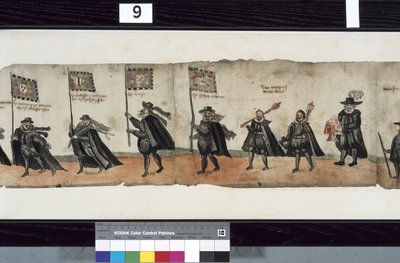 Dettaglio dal Corteo Funebre di Huntly, detto essere stato usato per le esequie di George I, Marchese di Huntly da Alexander Kincaid