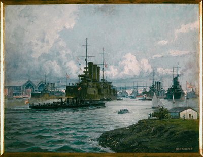 Il porto navale austriaco di Pola ... (dipinto su tela) da Alexander Kirchner
