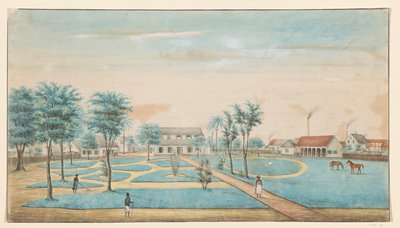 Veduta della piantagione di zucchero Catharina Sophia da Alexander Ludwich Brockmann