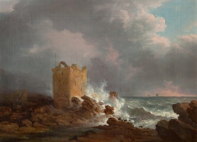 Castello di Broughty durante una tempesta, c.1810 da Alexander Nasmyth