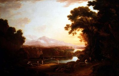 Paesaggio italianeggiante con contadini danzanti da Alexander Nasmyth