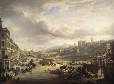 Londra, Princes Street. Inizio della costruzione del futuro edificio principale della "Royal Institution of Great Britain" da Alexander Nasmyth