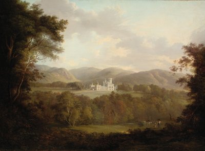 Veduta del Castello di Dreghorn, Midlothian, con figure e un carro di fieno in primo piano da Alexander Nasmyth