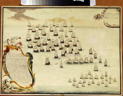 La battaglia navale dello stretto di Kerch (Ucraina) il 19 luglio 1790 da Alexander Nikolaevich Depaldo