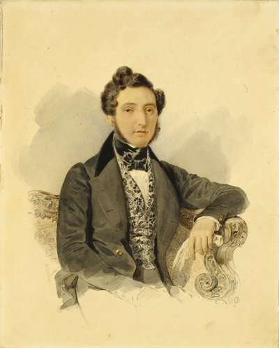 Ritratto di Nikolay Mikhaylovich Donaurov 1806-1849, anni 1830 da Alexander Pavlovich Briullov