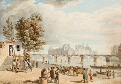 Vista di Parigi - Pont des Arts (Francia) - Opera di Alexander Pavlovich Briullov (1798-1877) da Alexander Pavlovich Briullov