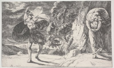 Fingal incontra Carbon Carglass, prima stampa c.1773 da Alexander Runciman