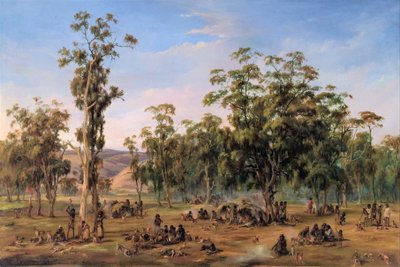 Un accampamento aborigeno, vicino alle colline di Adelaide da Alexander Schramm