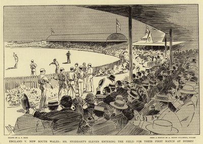 Inghilterra contro Nuovo Galles del Sud; la squadra di Mr Stoddart entra in campo per la loro prima partita a Sydney da Alexander Stuart Boyd