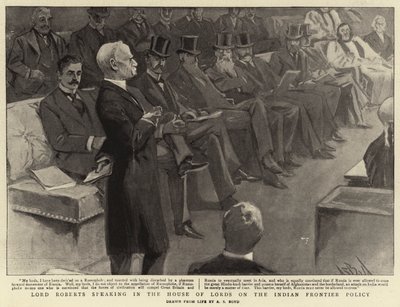 Lord Roberts parla alla Camera dei Lord sulla politica della frontiera indiana da Alexander Stuart Boyd
