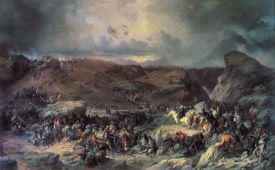 Esercito di Alexander Suvorov che attraversa il Passo del San Gottardo, settembre 1799 XIX secolo da Alexander von Kotzebue