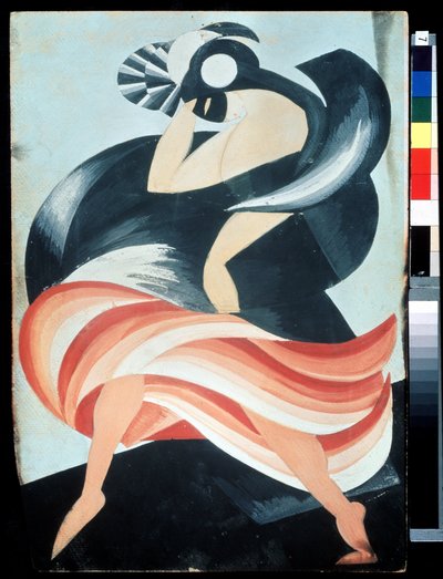 "Maschera femminile" Costume per un personaggio della pièce "Romeo e Giulietta" di William Shakespeare. Gouache di Alexandra Alexandrovna Exter (1882-1949) 1921 Museo Centrale Statale A. Bakhrushin del Teatro, Mosca, Russia da Alexandra Alexandrowna Exter