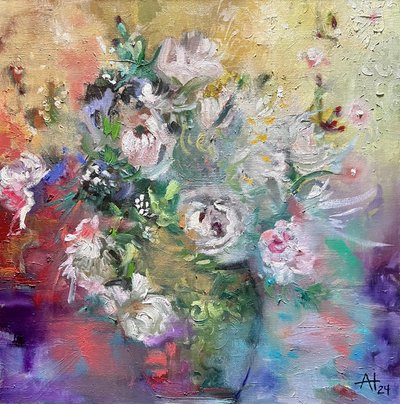 Bouquet astratto dai colori vivaci da Alexandra Higgins