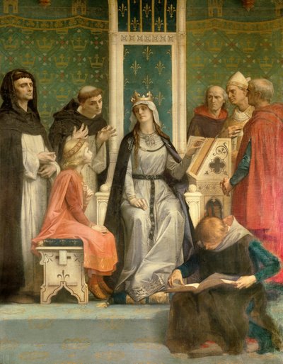 La regina Bianca di Castiglia tiene una lezione al futuro re Luigi IX (San Luigi) (1214-1270) bambino Dipinto di Alexandre Cabanel (1823-1889) XIX secolo Parigi, Pantheon da Alexandre Cabanel